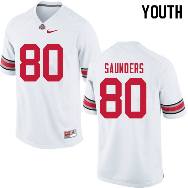 Ohio State Buckeyes C.J. Saunders Youth #80 White Authentic Stitched College Football Jersey